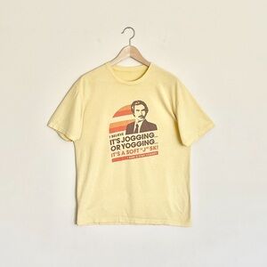 Anchorman Ron Burgundy Jogging or Yogging Retro Yellow T Shirt Adult size Large
